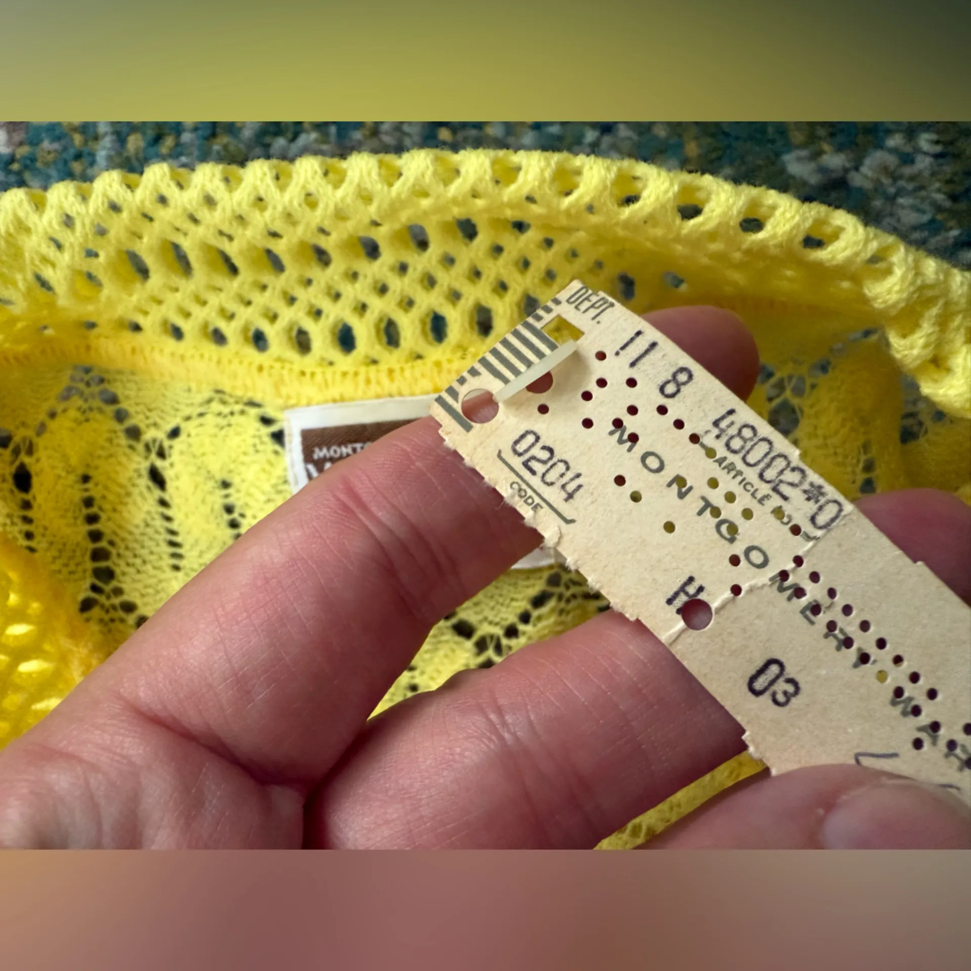 Vintage NOS 70s Montgomery Ward knit button down cardigan sweater, size medium Yellow - Image 10