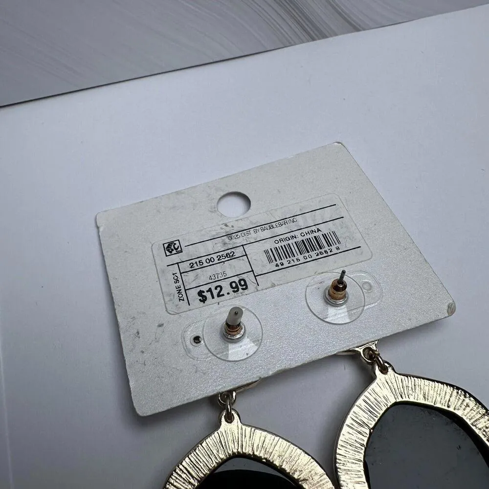 Sugarfix By Baublebar Gold Tone Grey Pierced Dangle Drop Earrings NWT - Image 8