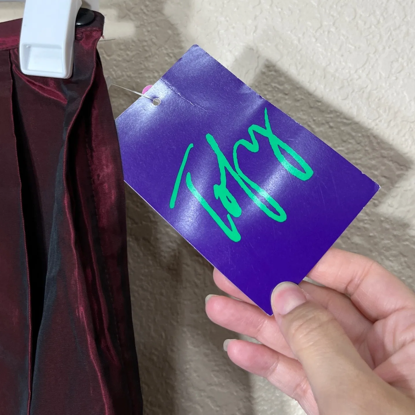 NWT Vintage Tofy Burgundy Maxi Skirt Pleated Long Evening Formal Womens 8 Red - Image 5