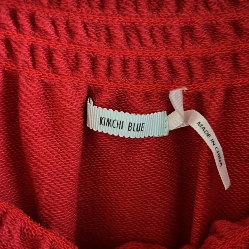Urban Outfitters Kimchi Blue Smocked Neckline Cropped Sweatshirt Top Red XS - Image 4
