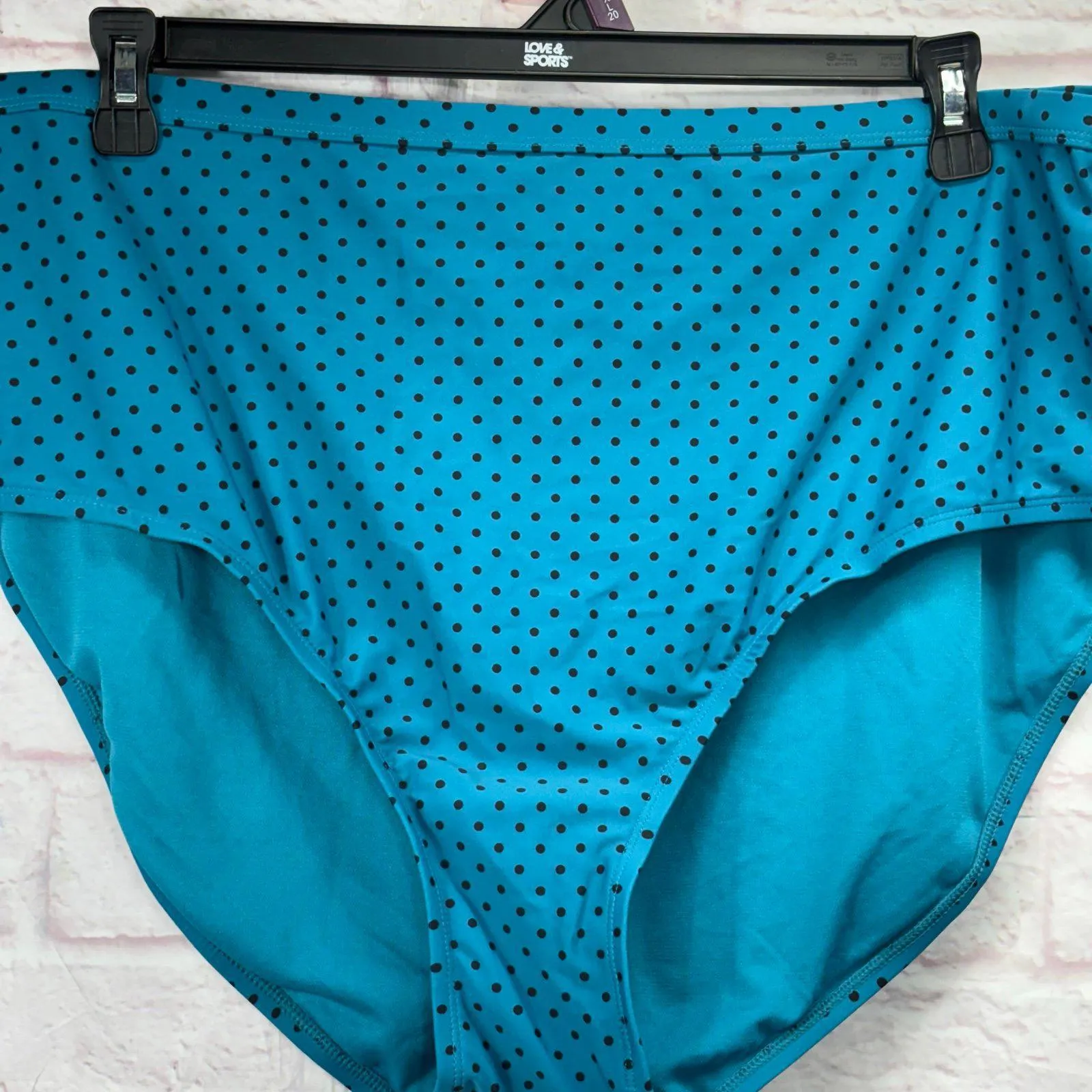 Terra & Sky Plus Size Blue Polka Dot Peplum Swimsuit 3X - Image 5