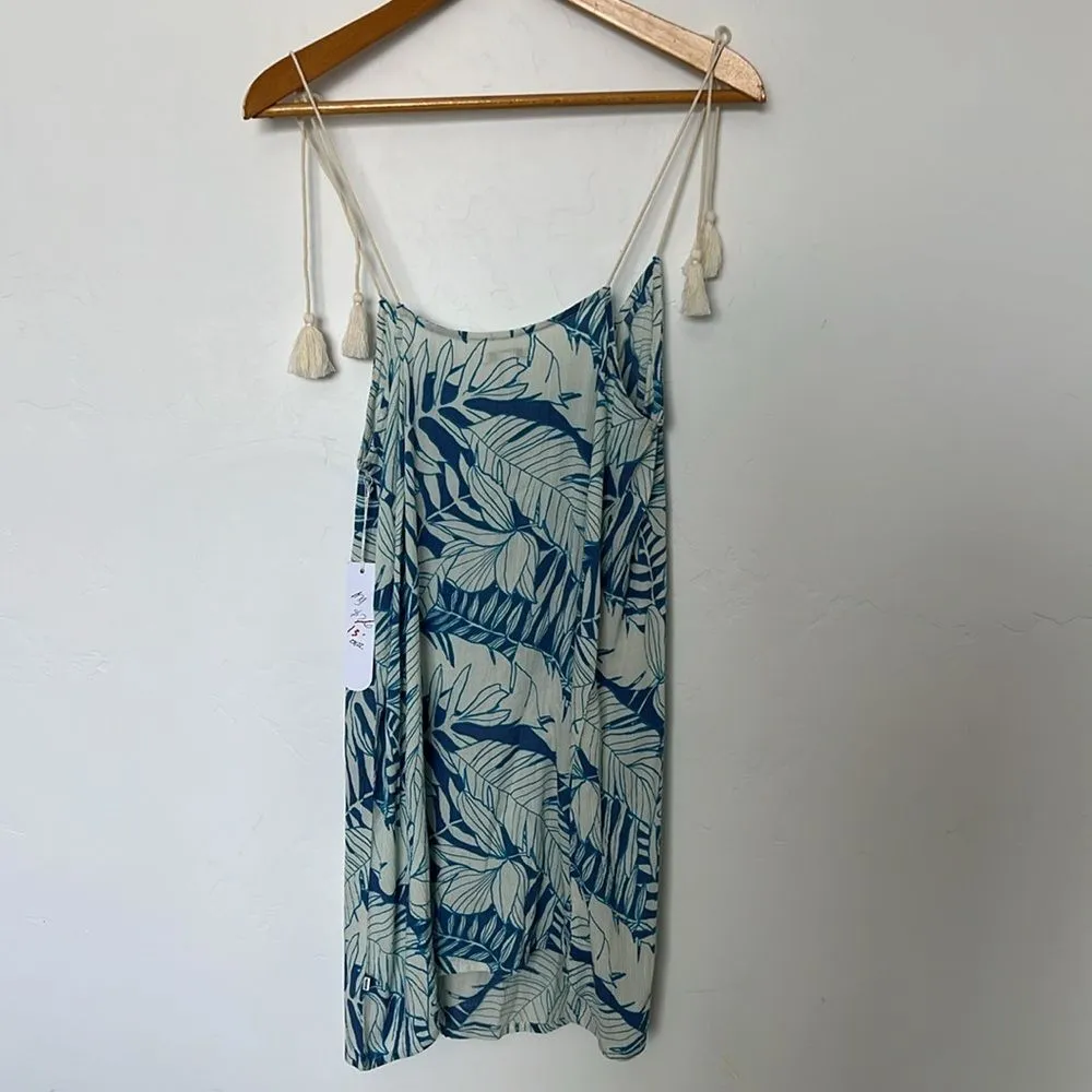 Sisstrevolution Palm City Dress Blue Cream Tropical Print‎ NWT Size Small - Image 4