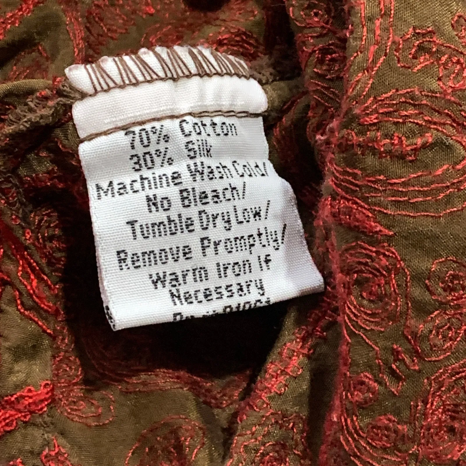 Y2K Vintage Johnny Was Paisley Print Tunic Top Red Boho Small Hippie Silk Blend - Image 8