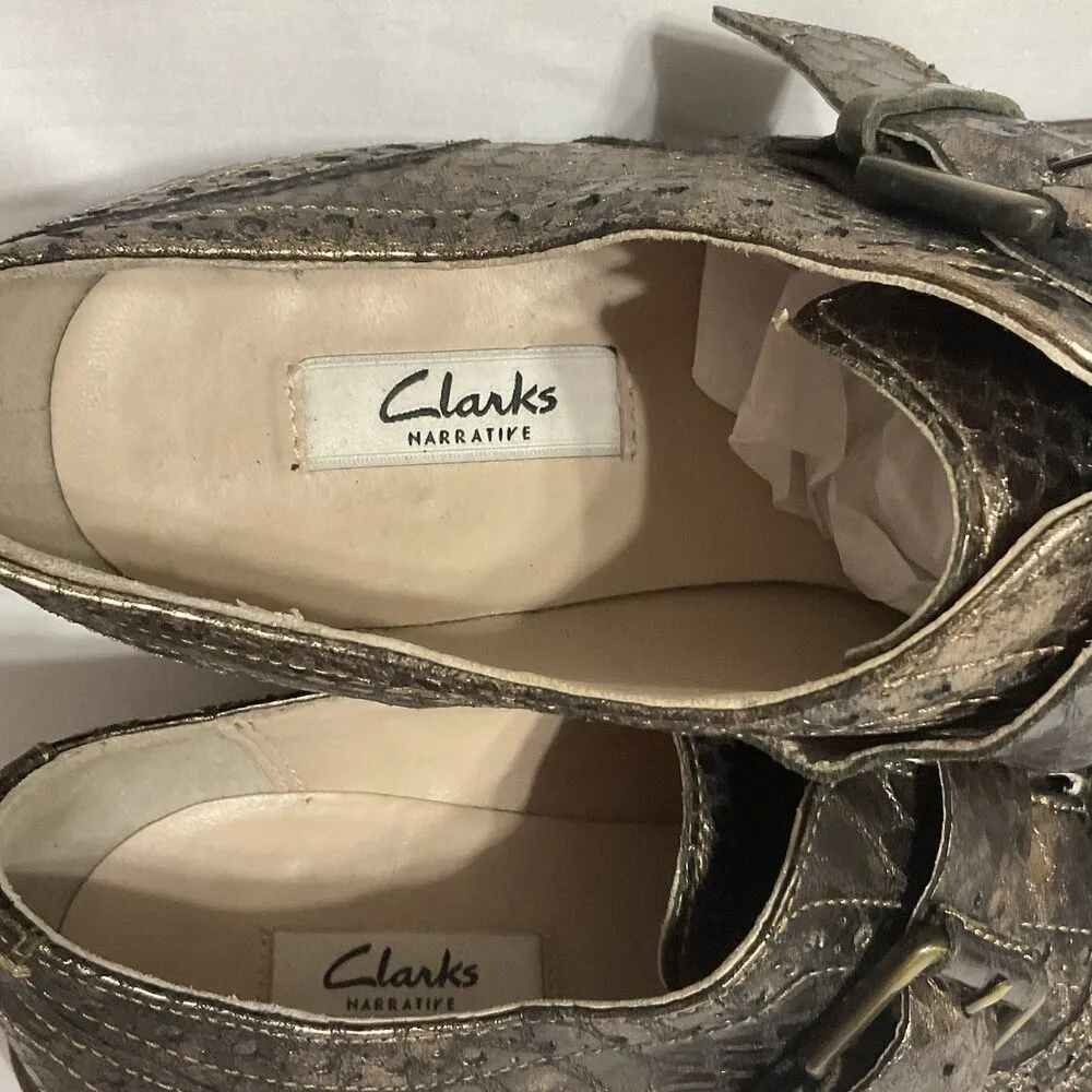 Clarks Tomina Mia Bronze Metallic Leather Wingtip Oxfords Womens Size 9.5M EU 41 - Image 5