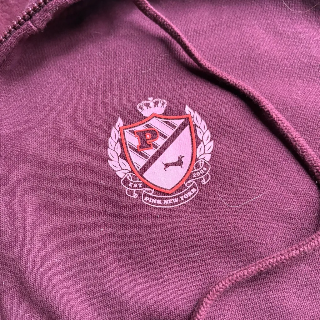 PINK Victoria's Secret Plum Fleece Zip-Up Jacket - Image 3