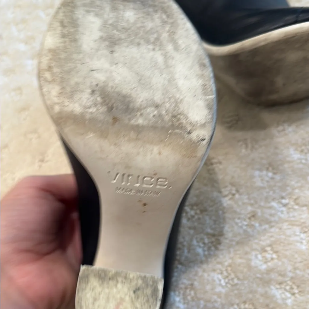 Vince Black Allison Wooden Block Heel Mules - Image 5