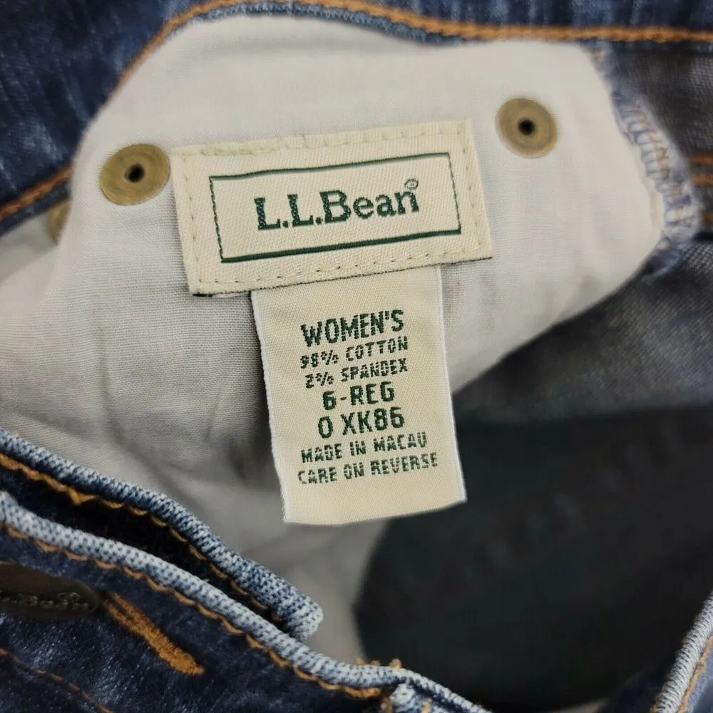 LL Bean Jeans Womens 6 Regular Stretch Mid Rise Medium Wash Bootcut - Image 8