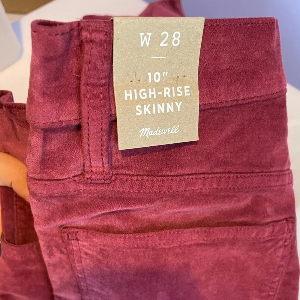 NWT Madewell 10" High-Rise Skinny Jeans in Stretch Velvet‎ Edition Size 28 - Image 8
