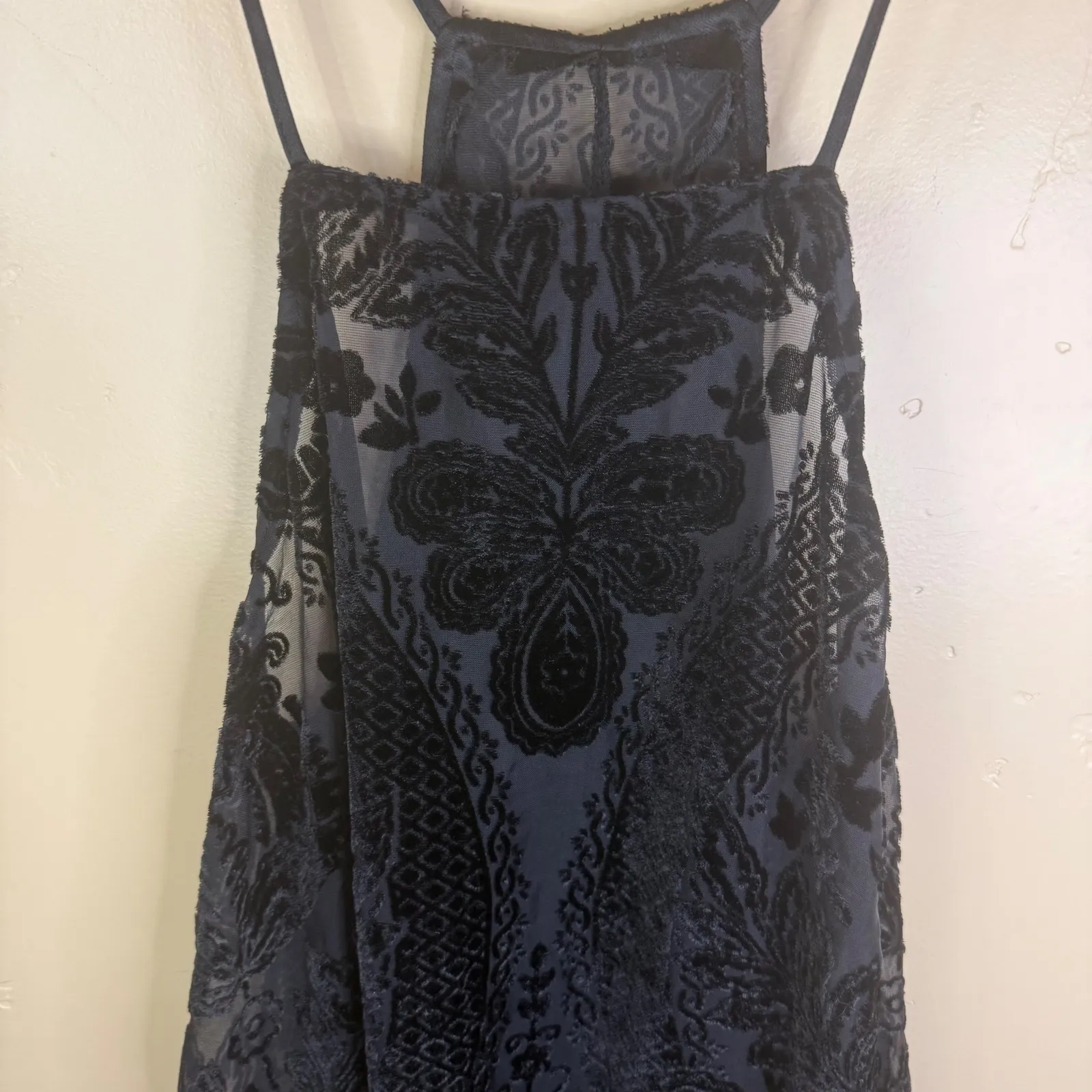 Black Burnout‎ Velvet Floral Dress Halter Witchy WhimsiGoth Sirencore Goth Boho Size M - Image 2