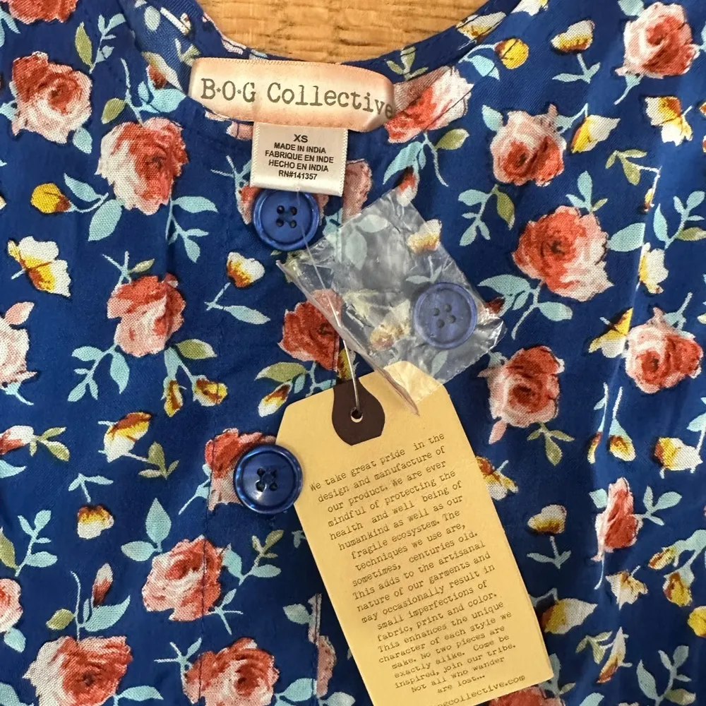 BOG NWT blue tie shoulder tiered mini tiered dress sz XS - Image 4