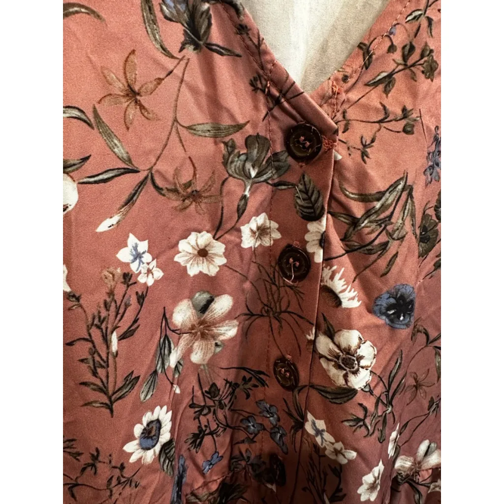 Women's BLOOMCHIC Plus Size 18 Rust Floral Midi Dress White - Image 6