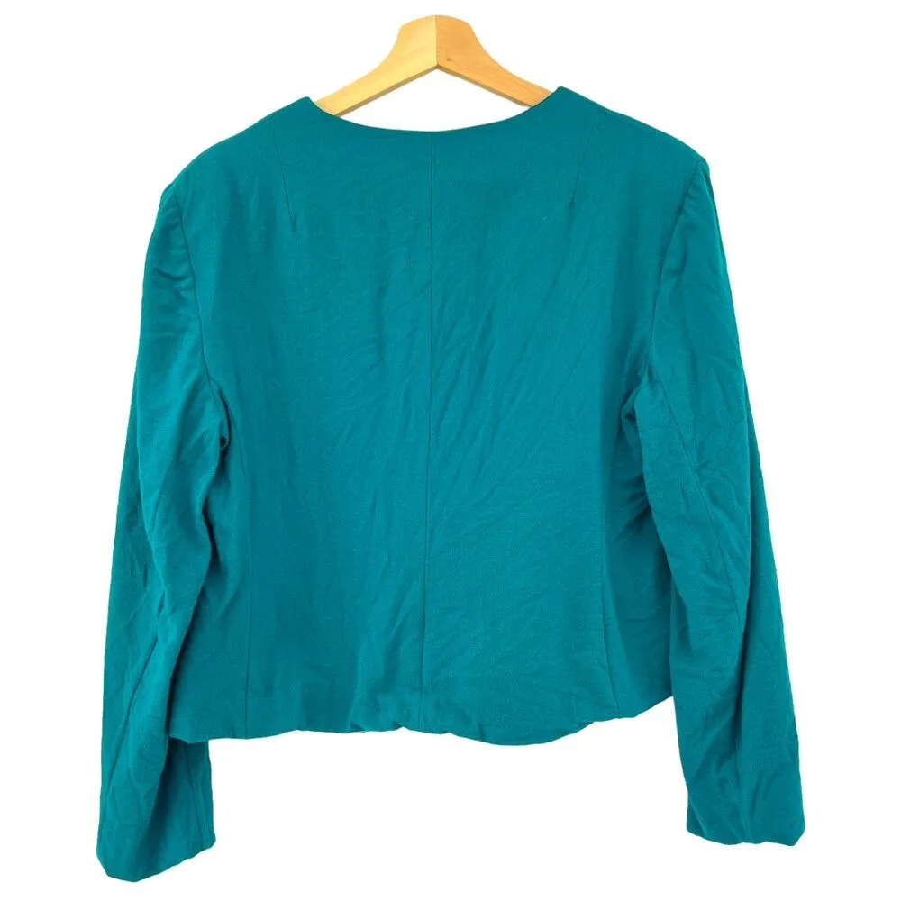 Kirkland Hall (14) American VINTAGE 80s Womens Teal Green Fitted Wool Blazer - Image 6