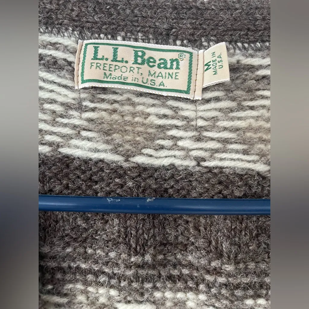 LL Bean 100% Wool Knit Sweater Vest L Brown Ugly Christmas Button Up Coat VTG Size L - Image 3