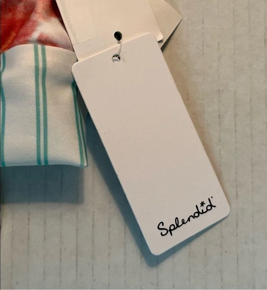 Splendid Swim Top Bellini Reversible Halter Bra Bikini Sz M NWT Stripes/ Tie Dye - Image 7