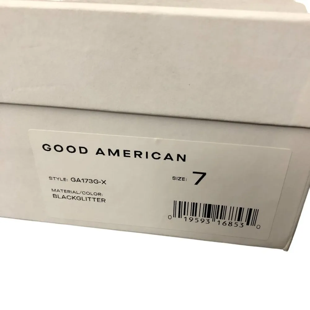 Good American Glitter Over the Knee Boots Pointed Toe Stiletto Slouchy Black 7 - Image 8