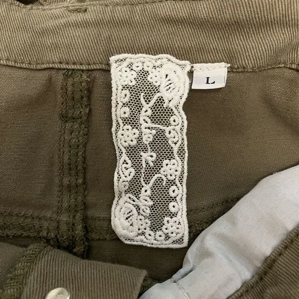 Sadie & Sage Paper Bag‎ Waist Skirt Olive Green Mini Casual Skirt Size Large - Image 3