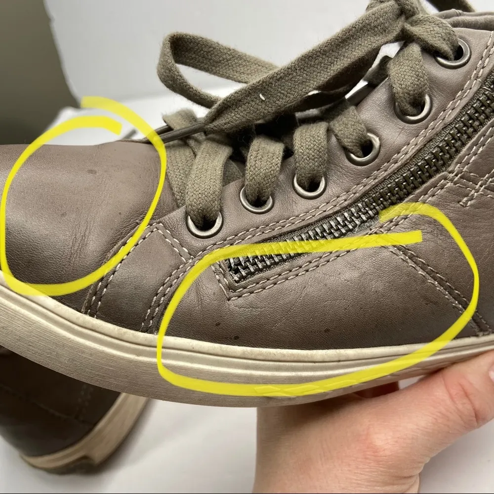 Rockport Cobb Hill Willa Mid Top Gray Brown Leather Sneakers Shoes Size 6 - Image 9