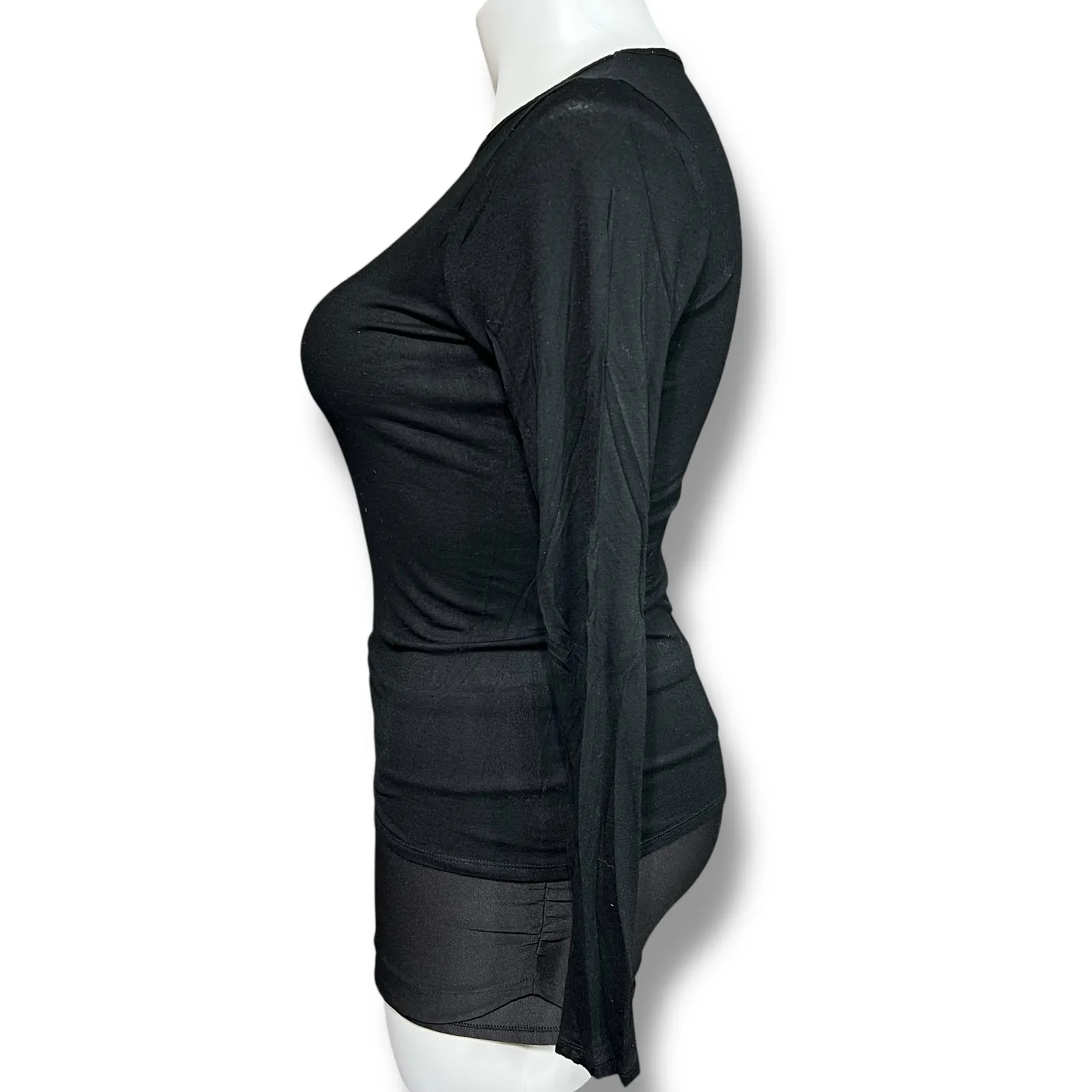 Sonoma Womens TShirt Top Long Sleeve Pullover Round Neck Lightweight Black Large - Image 4