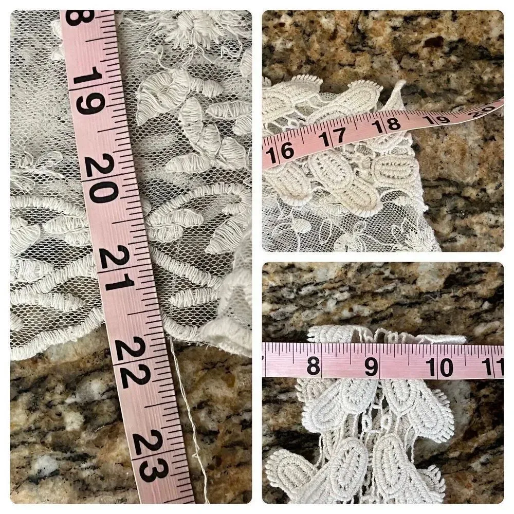 G Collection Womens Beige Lace Crochet Tunic Coverup Boho Sheer Y2k Blouse L White Size L - Image 6