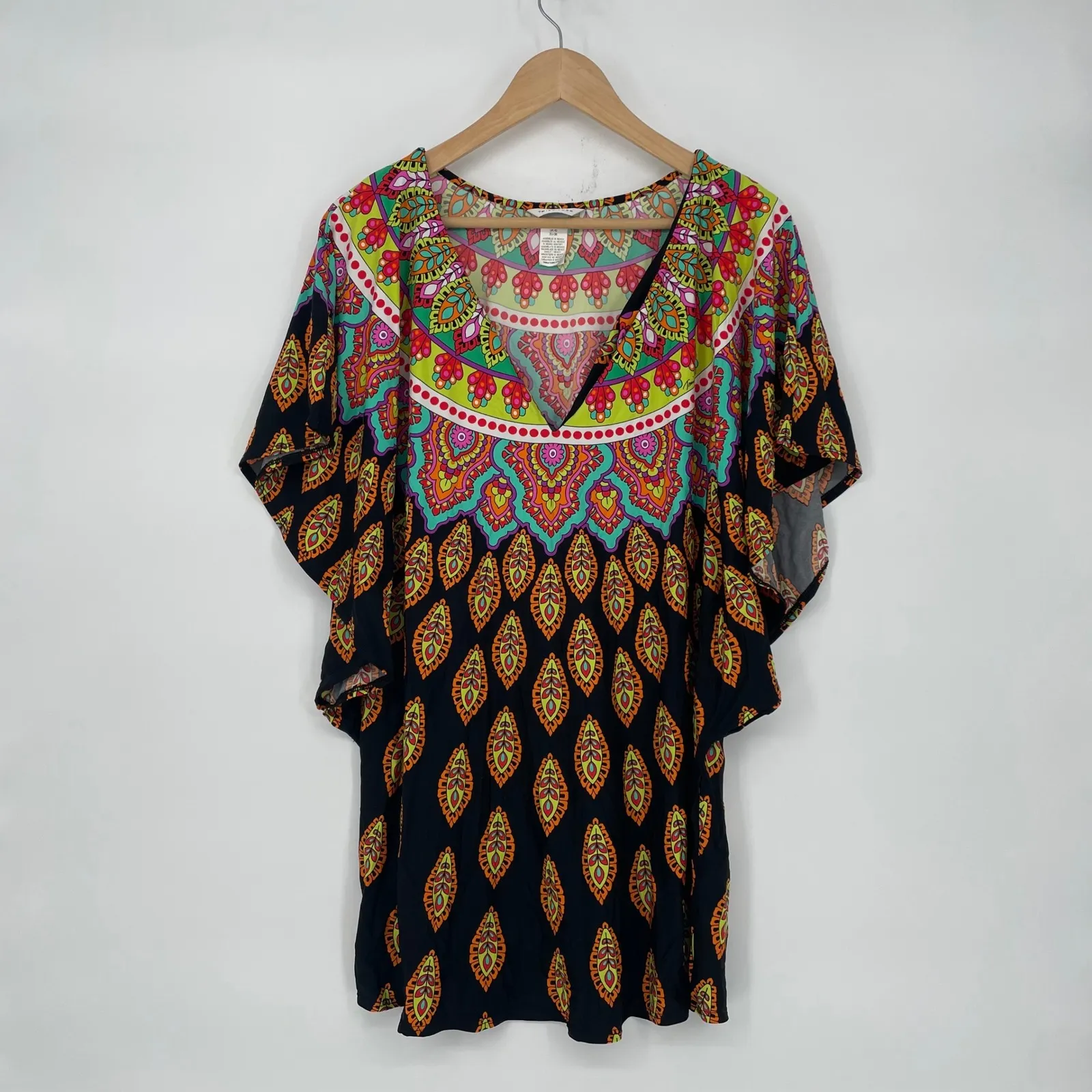 Trina Turk Boho Paisley Kaftan Tunic Cover Up Top Women's Size M - Image 2