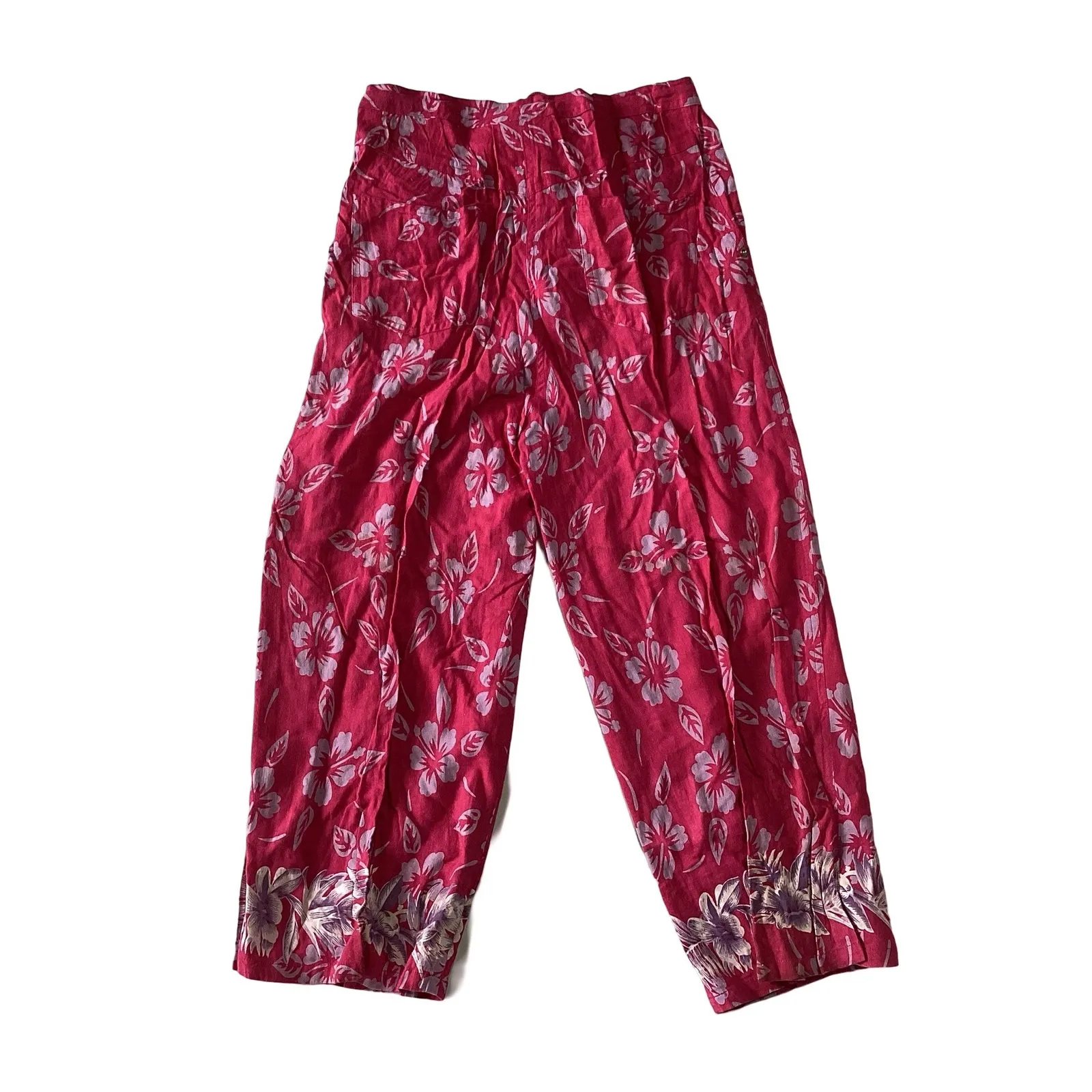Kaktus Linen Blend Cropped Pants Pink Size M - Image 5
