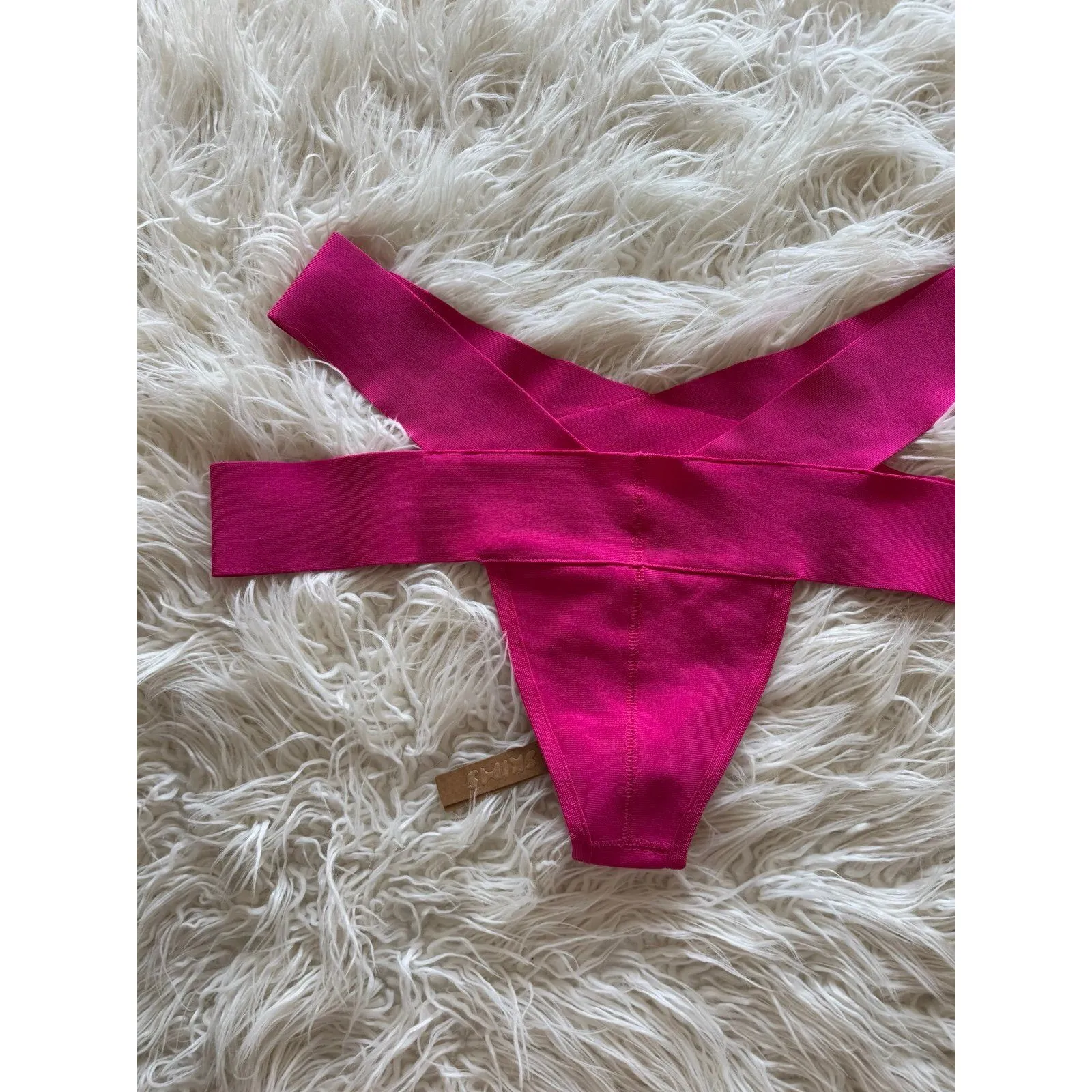 Skims Swim Knit Strappy Bikini Bottom Magenta Size 3X - Image 8