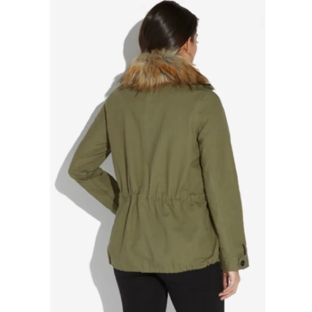 Utility Jacket With Fur Martini Olive Size S NWT Reg $86.95 - Image 3