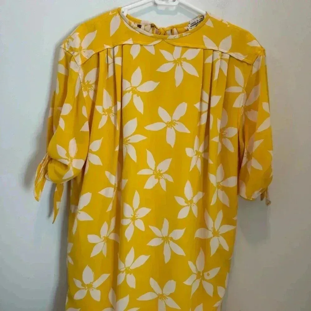 Vintage‎ Ungaro Parallele Paris silk Dress Yellow Size 12 - Image 4