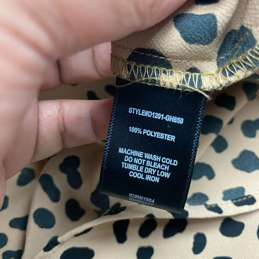 Sanctuary Women's Medium Wrap Dress Spaghetti Strap Cheetah Leopard Print Summer - Image 11