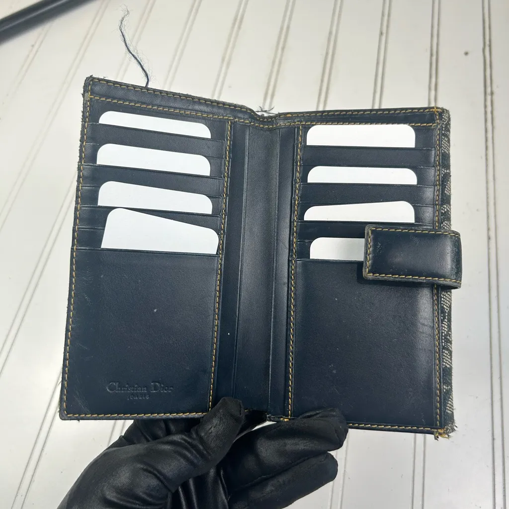 Christian Dior Vintage Oblique Canvas Bifold Wallet with Leather Trim - Image 4