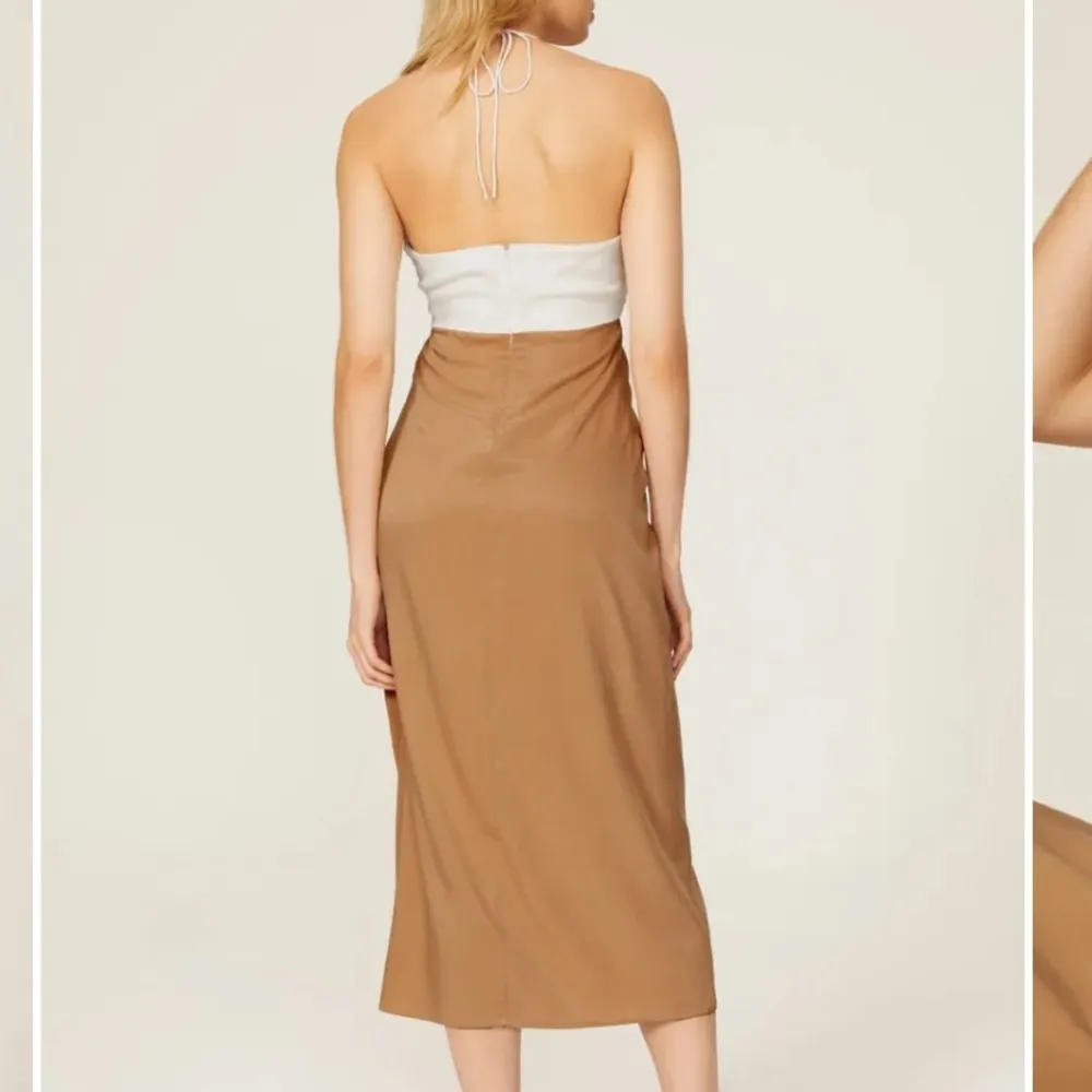 Third Form Let's Split Midi Slip Dress Tan and White Size 6 - Image 2