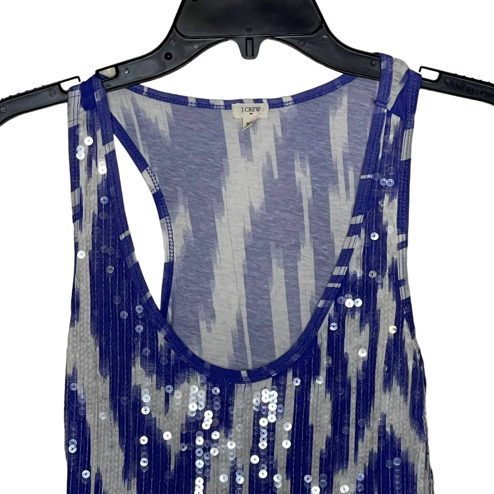J. Crew Tank Top Size XS Purple White‎ Pattern With Sequin Womens 100% Cotton - Image 2