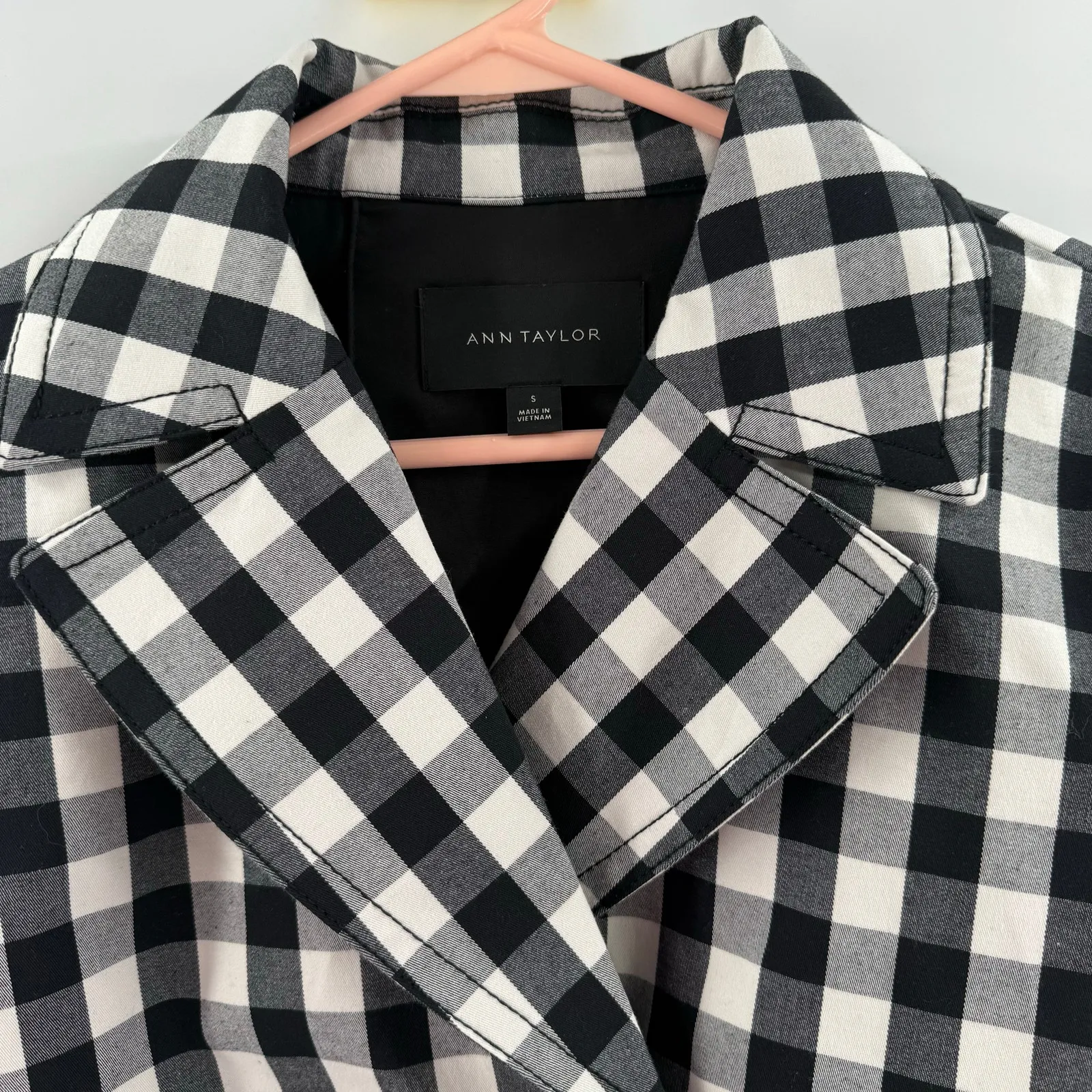 Ann Taylor Jacket Women's Size Small B&W Gingham Double-Breasted Buffalo Check - Image 6