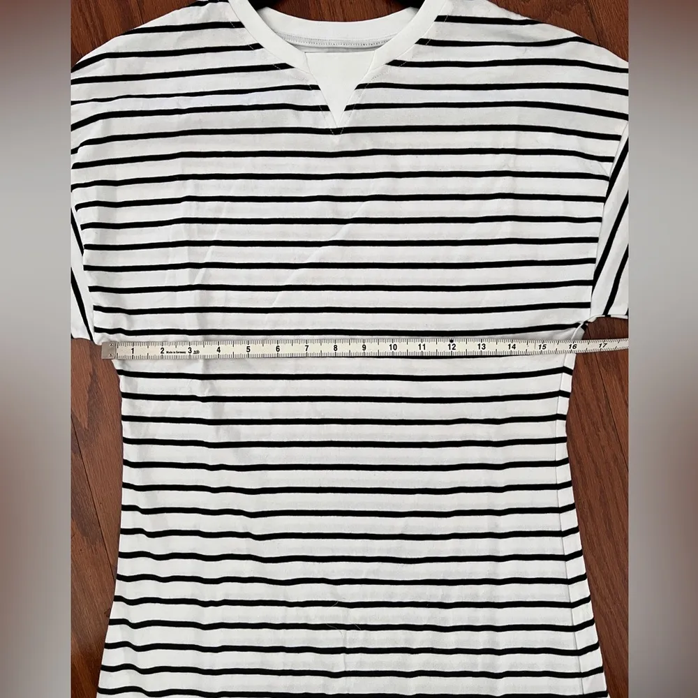 Black and white striped cotton T - Image 7