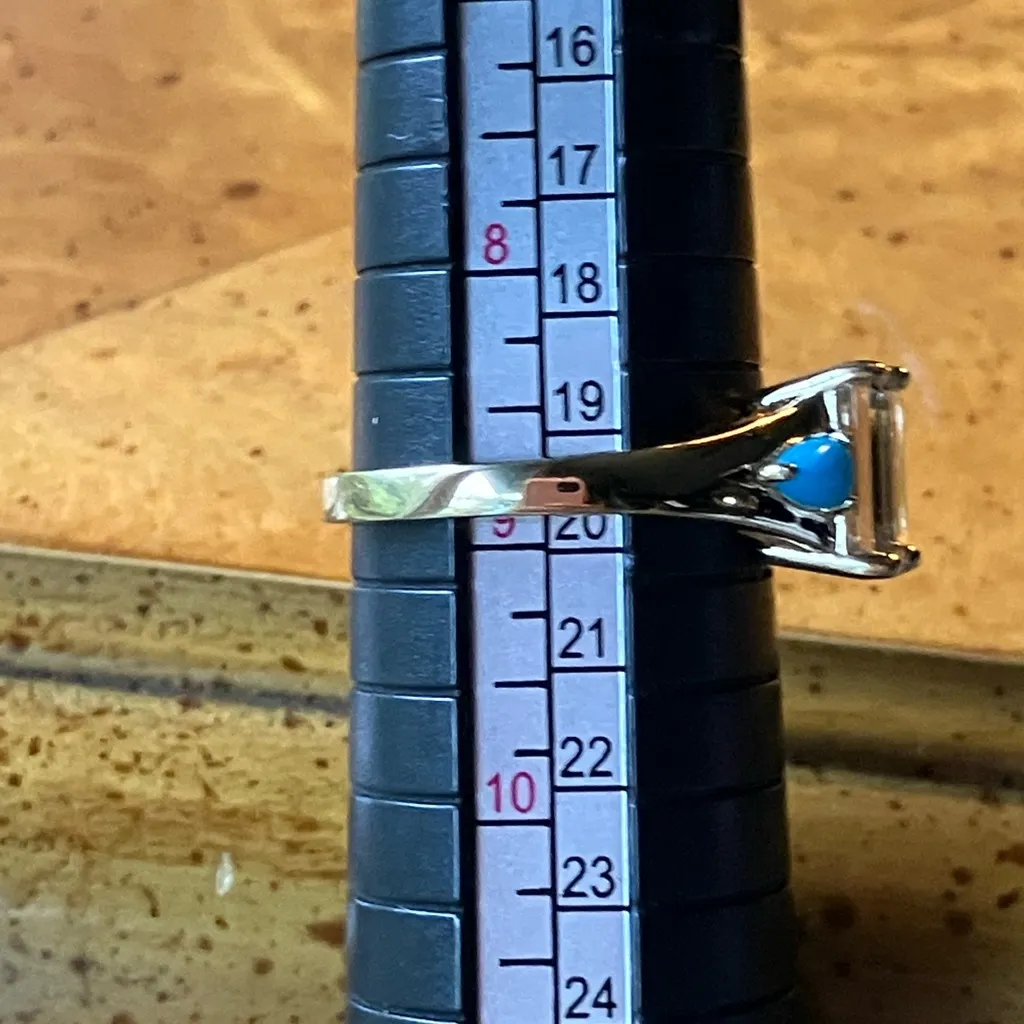 Yellow Labradorite Sleeping Beauty Turquoise Sterling Silver Ring 8.75 Gold - Image 8