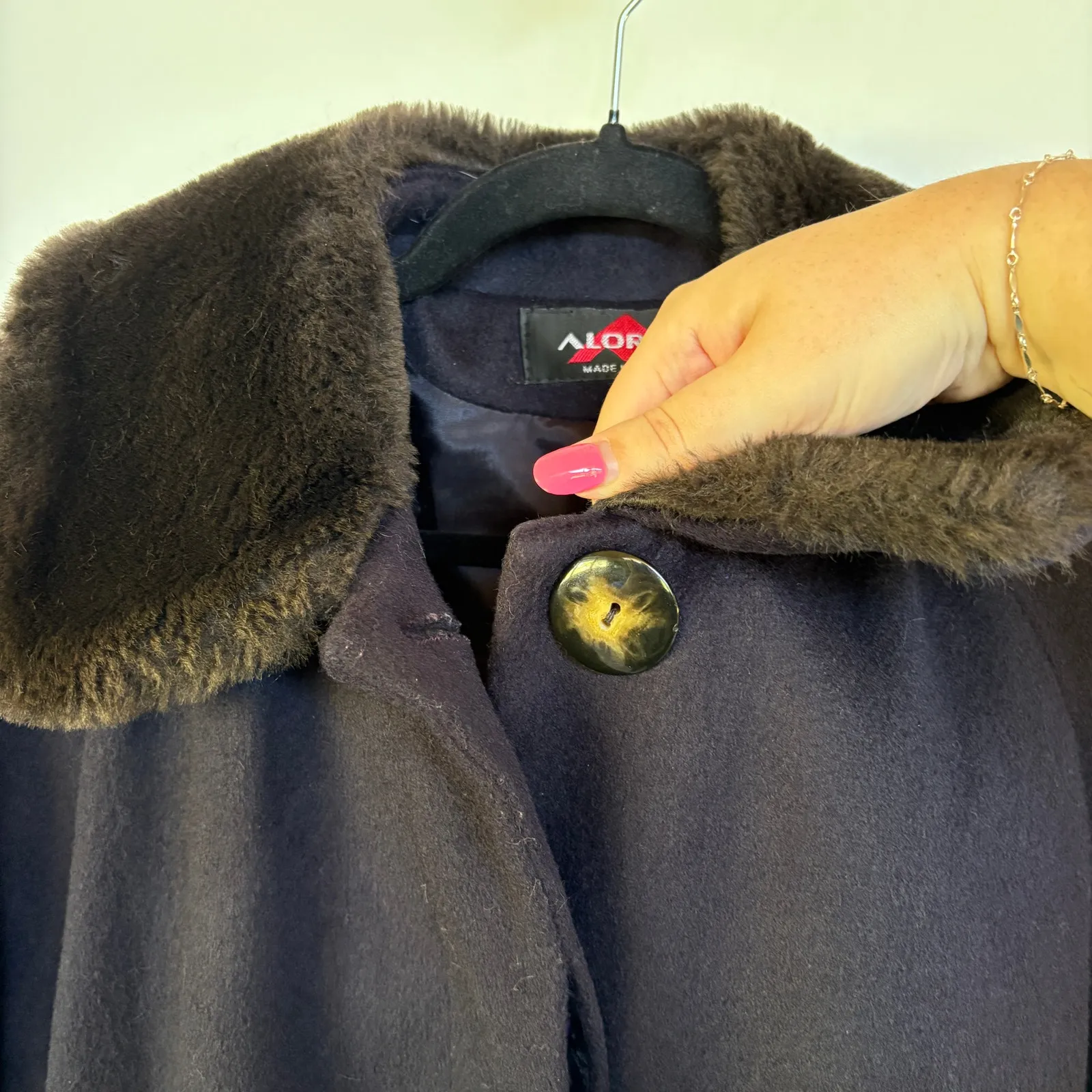 Vintage Navy Pennylane Long Coat Faux Fur Collar Wool Blend Formal Winter Blue Size undefined - Image 6