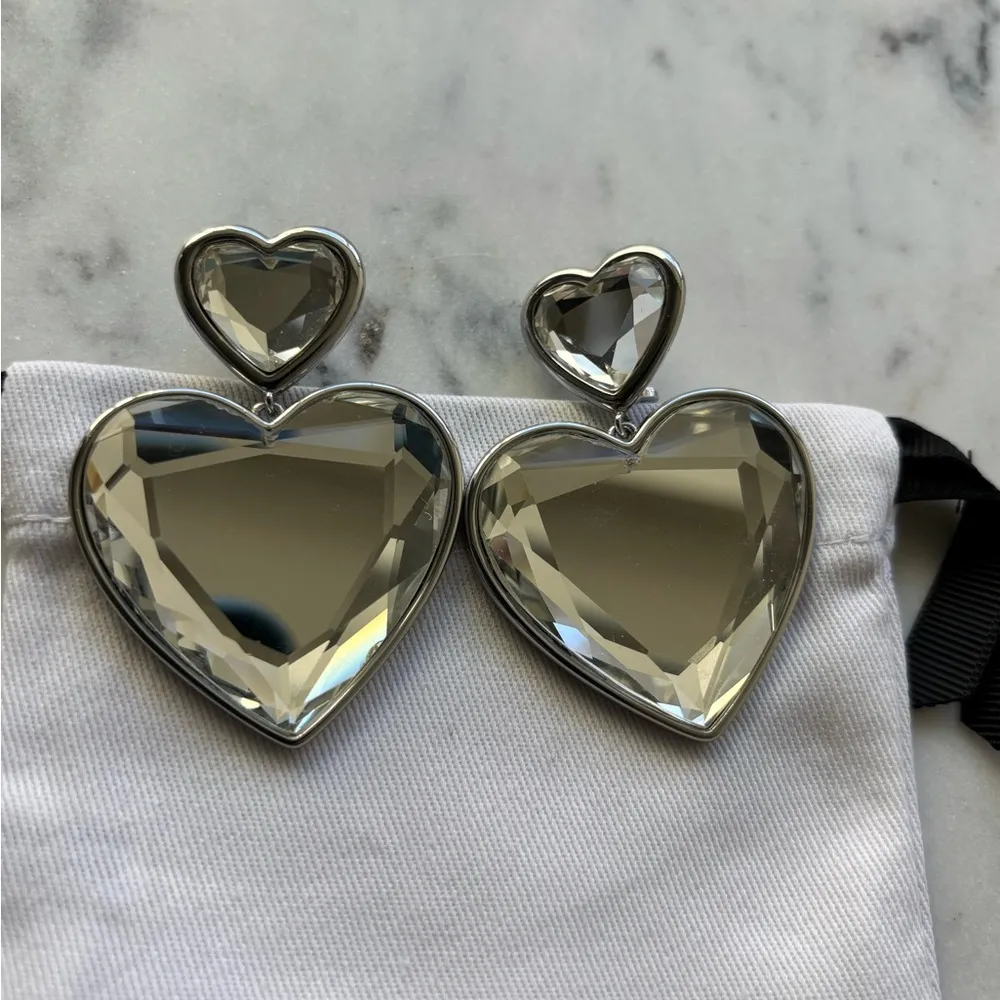 NWOT Marc Jacobs Silver Heart Crystal Earrings - Image 6