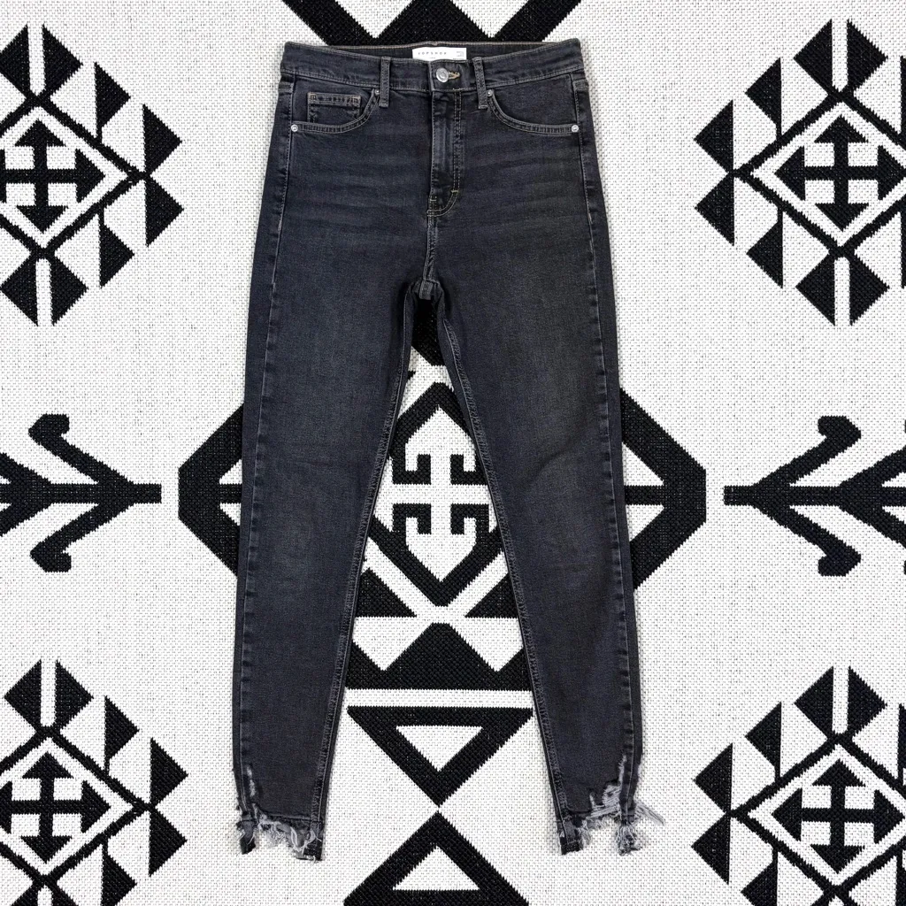 Topshop Jamie High Waist Ripped Hem Skinny Jeans Size 28 - Image 3