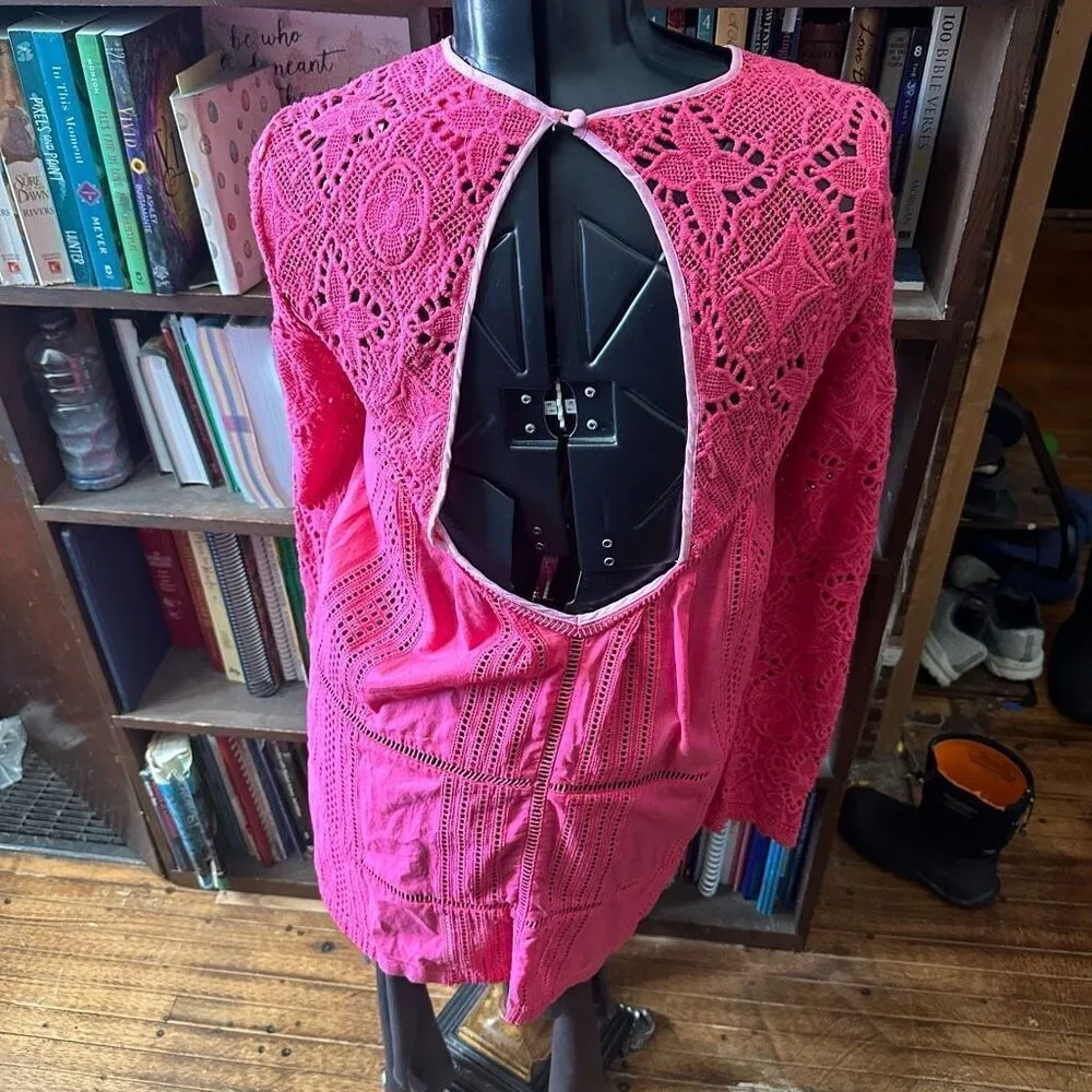 The Jetset Diaries barbiecore hot pink lace mini dress - Image 3