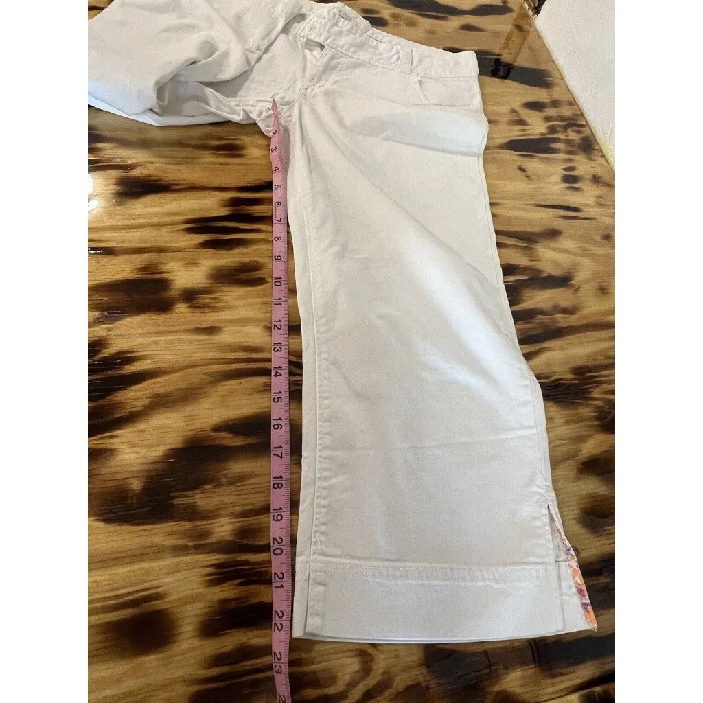 American Eagle Jeans Women Size 10 Wide‎ Leg Crop Stretch White Classic Preppy - Image 7