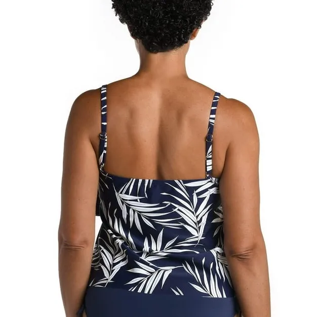 Maxine of Hollywood Gold Leaf Two Tiered Ruffle Tankini Swim Top  Plus Size 16 - Image 3