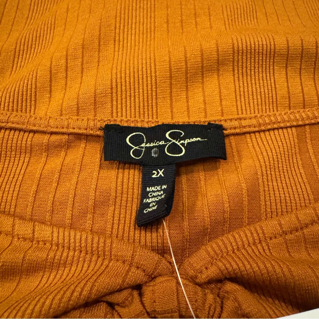 Jessica Simpson Jasleen Glazed Ginger Ribbed Blouse Size 2X - Image 7