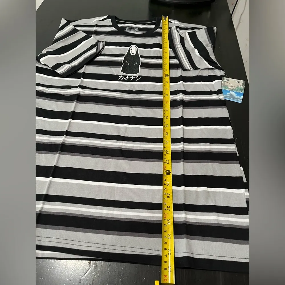 Studio Ghibli Spirited Away No-Face Embroidered Striped T-Shirt - Image 7