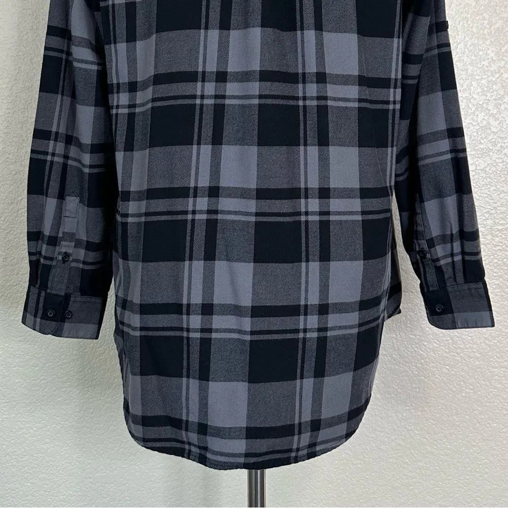 Port Authority Women's Plaid Flannel Button Down Tunic Shirt, Sz Large - Image 9
