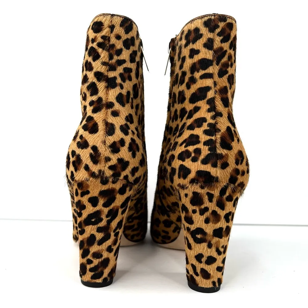Jimmy Choo Mirren Calf Hair Leopard Print Fur Side Zip Fur Ankle Boots Size 37.5 - Image 4