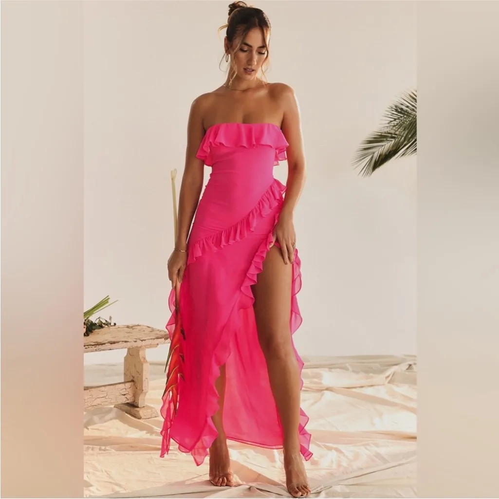 House of cb Sarina ruffle dress pink - Image 7