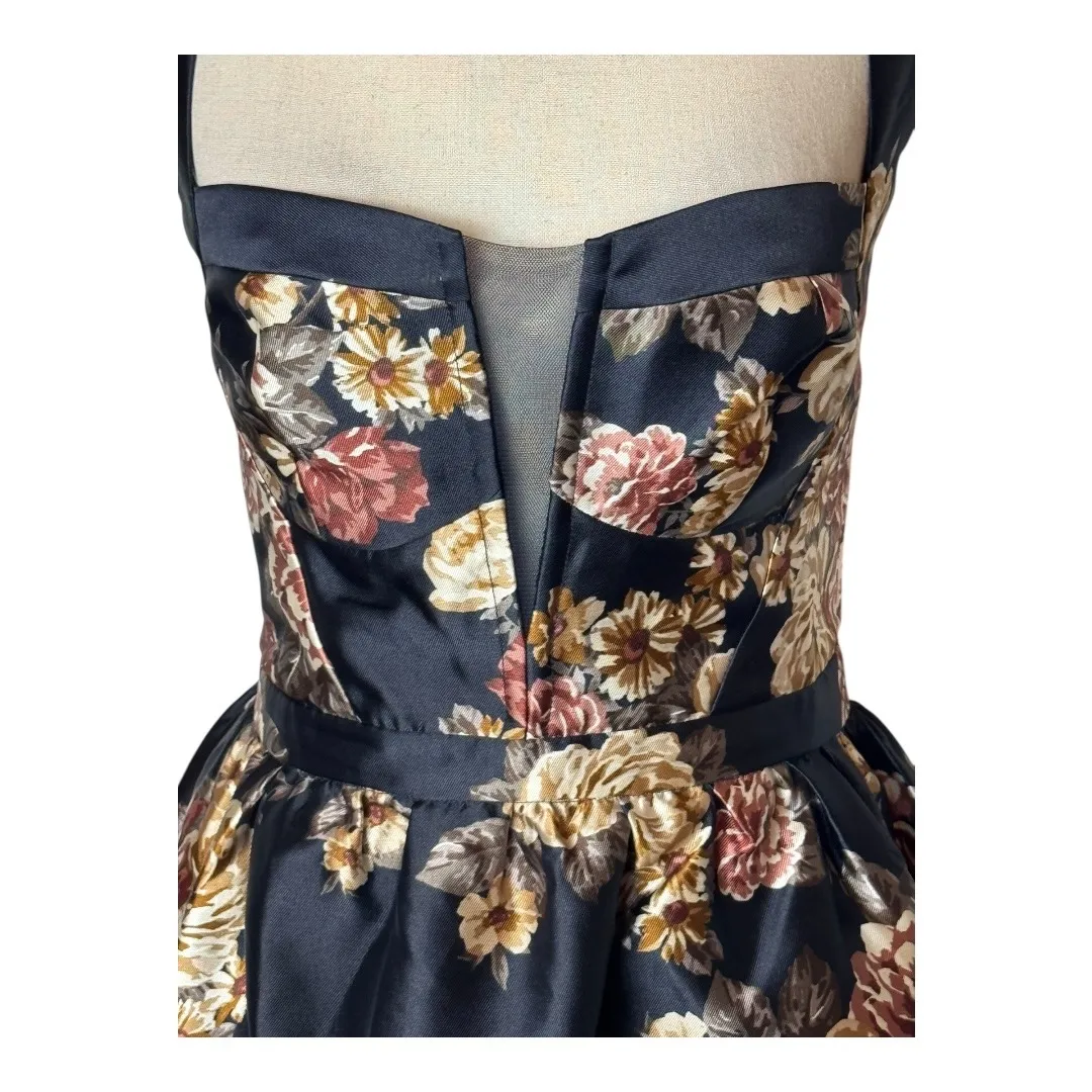 Lulus Dress Women Medium Navy Blue Elegant Pick Floral Bustier Maxi Party Boho - Image 8