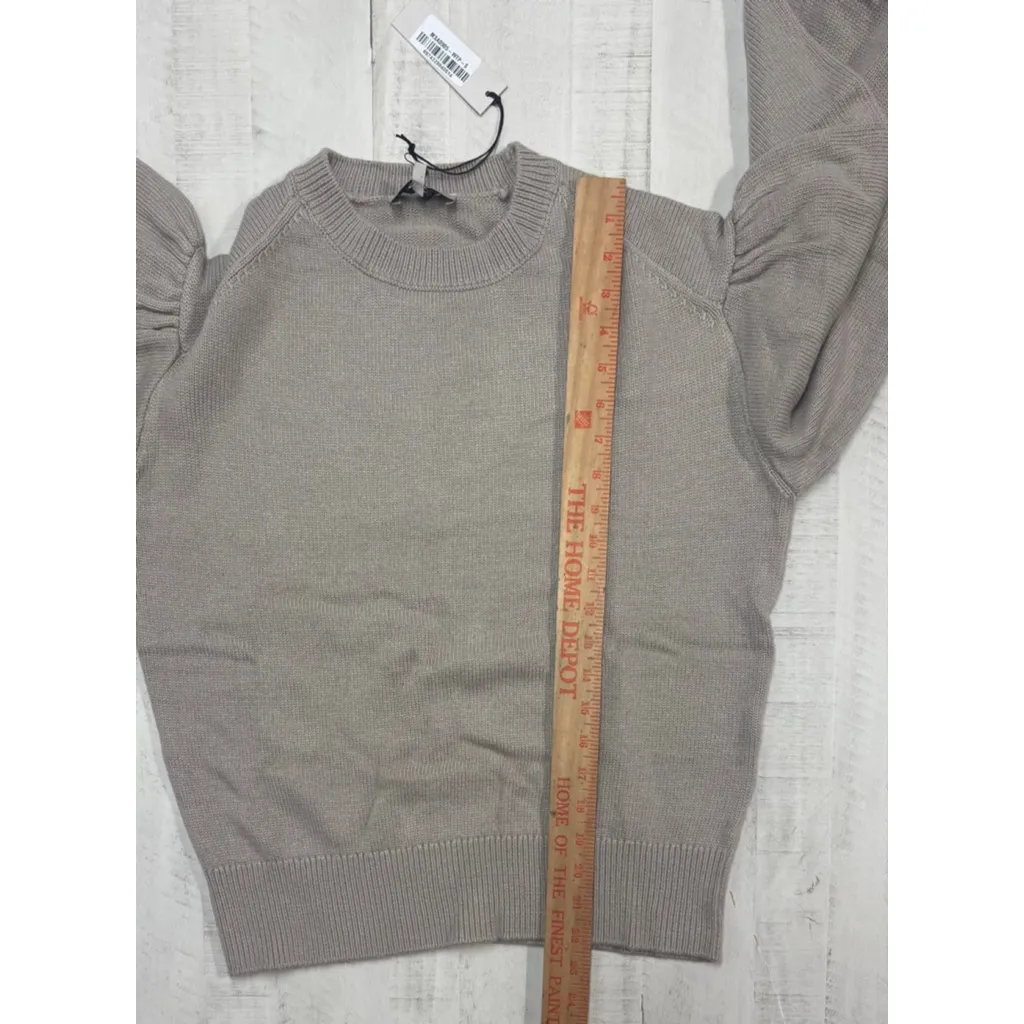 Martha Stewart cashmere/ wool crew neck Puff Sleeve Sweater Tan - Image 5