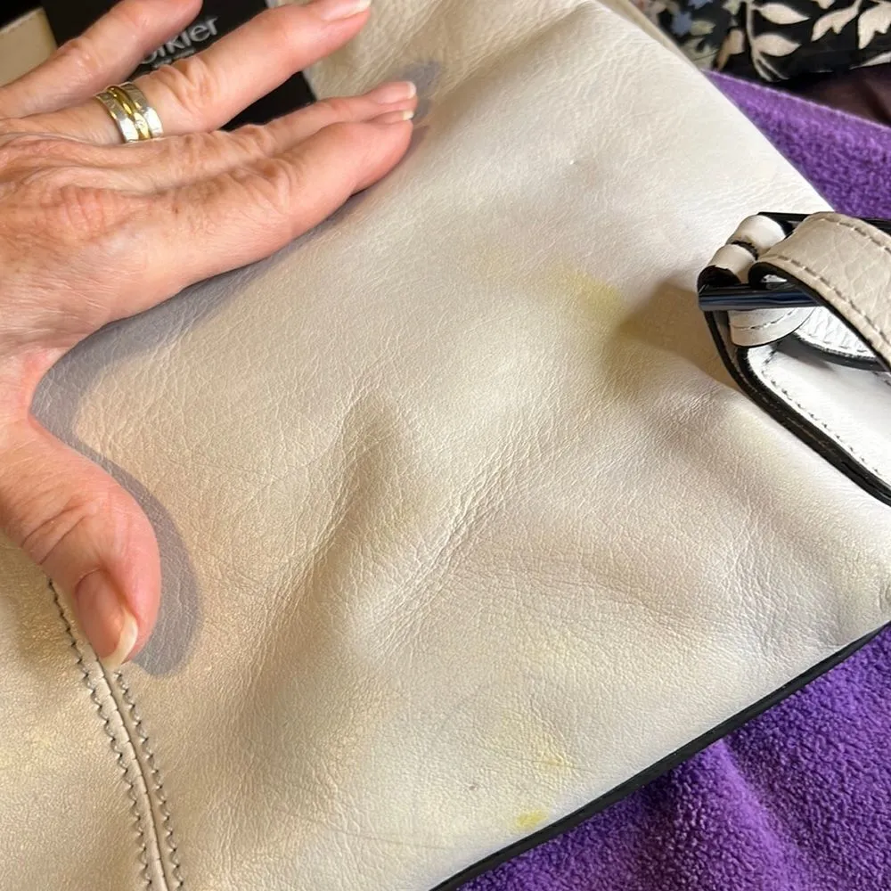 Botkier backpack white leather silver colored studs lots of zippered pockets EUC - Image 14