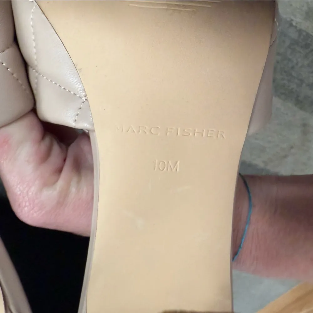 Marc Fisher Dacorin Heeled Slides with Gold Stud Details in Latte Tan Size 10 - Image 6